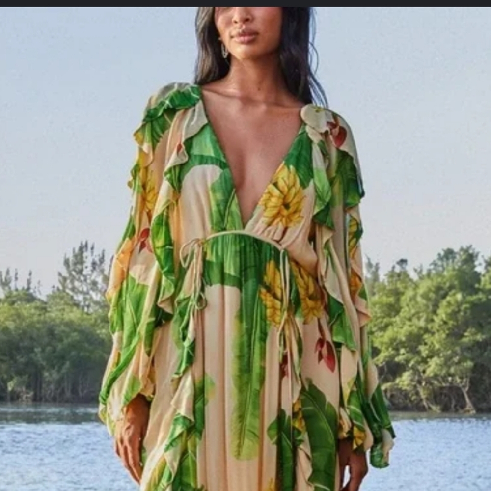 Farm Rio Fresh Bananas Maxi Dress Size Large Nwt - Picture 7 of 15